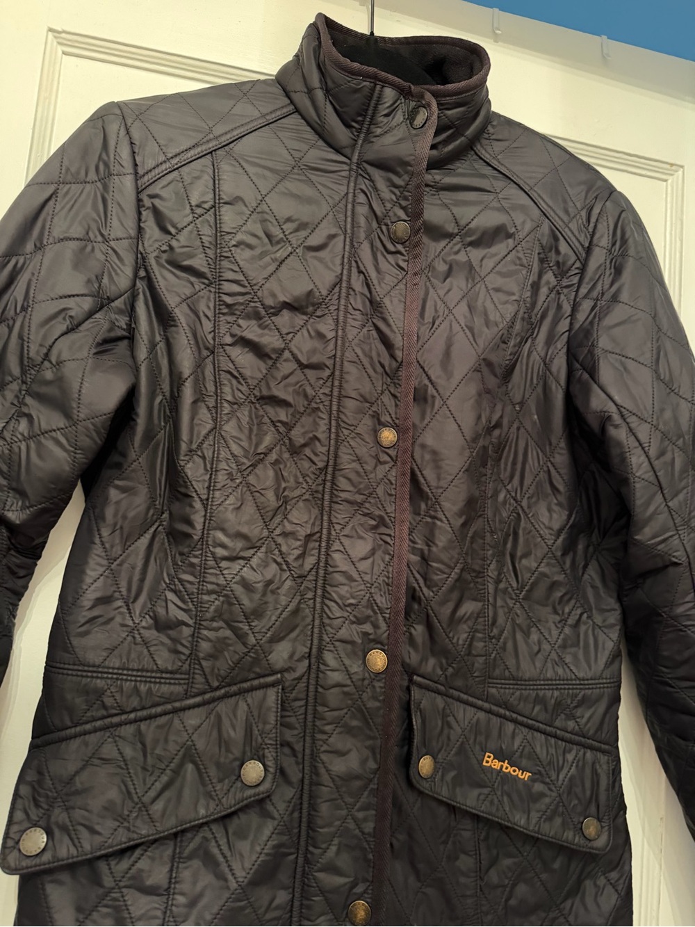 Barbour Black Quilted Utility Jacket with Snap Pockets